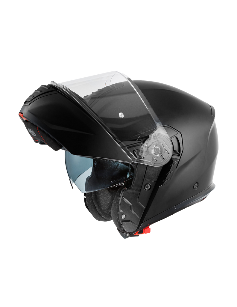 Premier Genius EVO Modular Helmet in Black Matte with Anti-Fog, Pinlock® Ready, and Retractable Sun Shield.APAPRGEEPOLUBM000S 